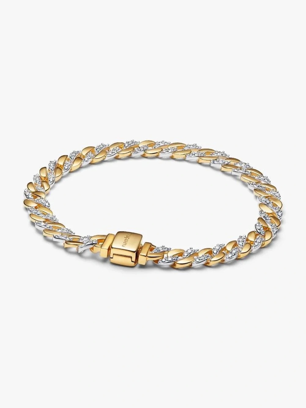 Pandora Two-Tone Gold and Silver Pavé Cuban Link Bracelet